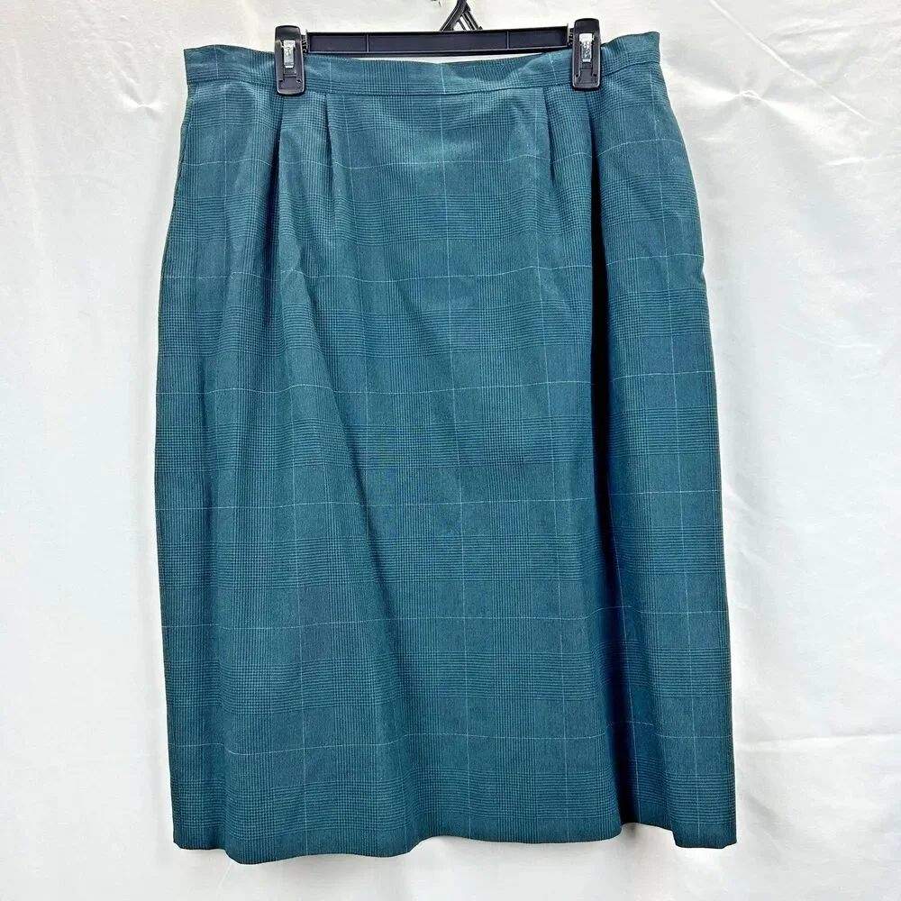 Worthington Teal Plaid Skirt Suit Set